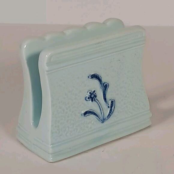 Davar  Porcelain Napkin Holder Blue Rooster 4" x 3.5" Japan - Picture 3 of 11